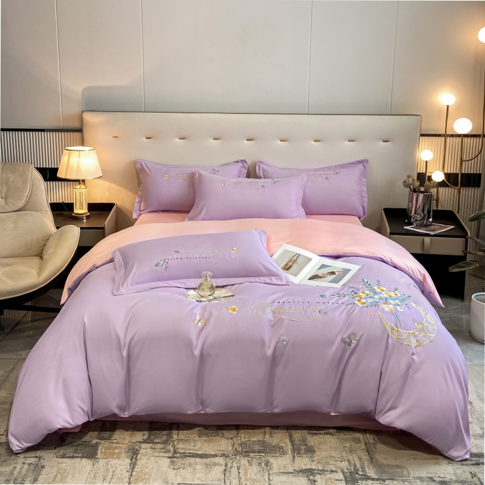 91家纺网 家纺一手货源 找家纺 大麦乐田 2025工艺款立体花绣花四件套-镜花水月 镜花水月紫