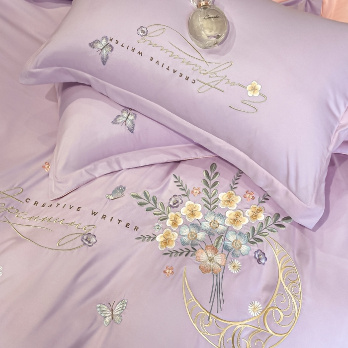 91家纺网 家纺一手货源 找家纺 大麦乐田 2025工艺款立体花绣花四件套-镜花水月 镜花水月紫