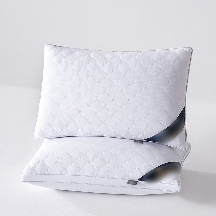 91家纺网 家纺一手货源 找家纺 梵希良品家纺 2025新三格线亲肤羽丝棉酒店枕枕头枕芯 三格线-雅白 48x74cm低枕一只