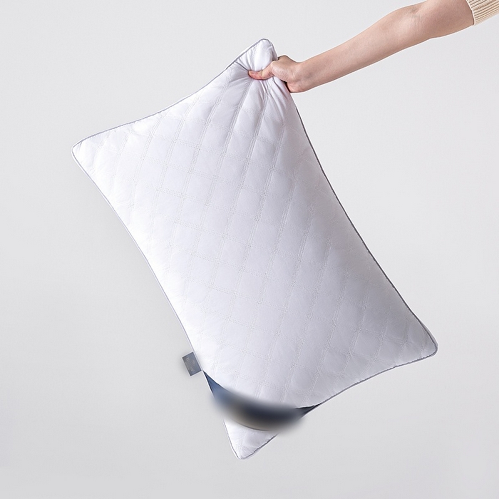 91家纺网 家纺一手货源 找家纺 梵希良品家纺 2025新三格线亲肤羽丝棉酒店枕枕头枕芯 三格线-雅白 48x74cm低枕一只