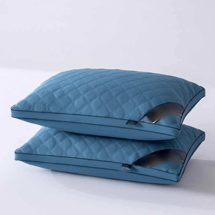 91家纺网 家纺一手货源 找家纺 梵希良品家纺 2025新三格线亲肤羽丝棉酒店枕枕头枕芯 三格线-藏蓝 48x74cm中枕一只