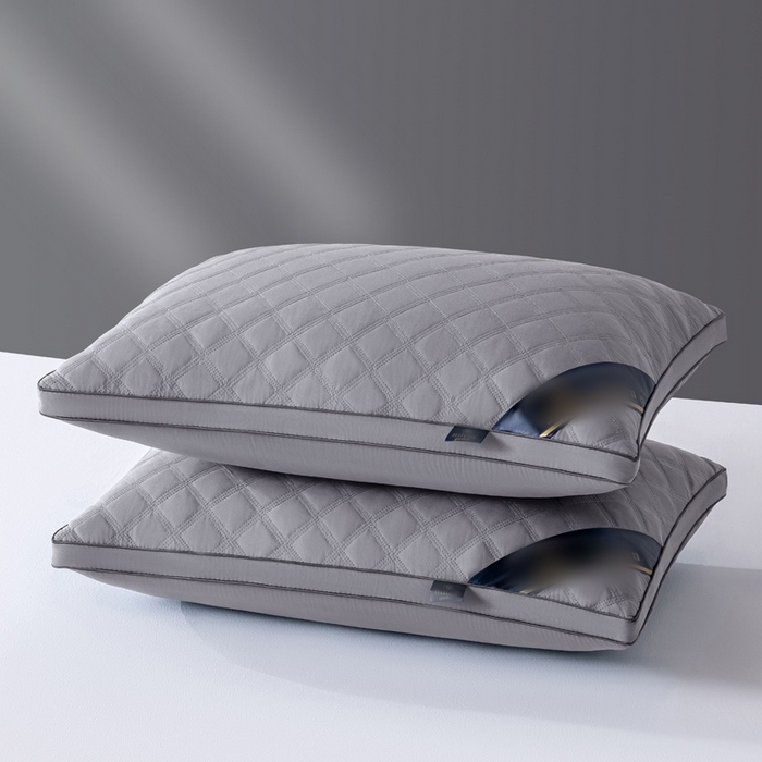 91家纺网 家纺一手货源 找家纺 梵希良品家纺 2025新三格线亲肤羽丝棉酒店枕枕头枕芯 三格线-灰色 48x74cm中枕一只