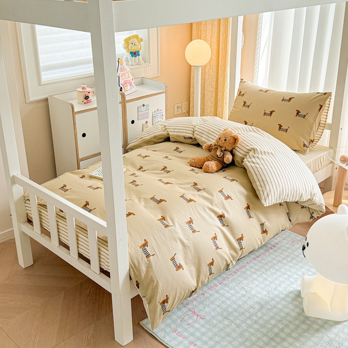 91家纺网 家纺一手货源 找家纺 （总）呗旺鹿  2025新款学生床全棉纯棉卡通小清新三件套四件套