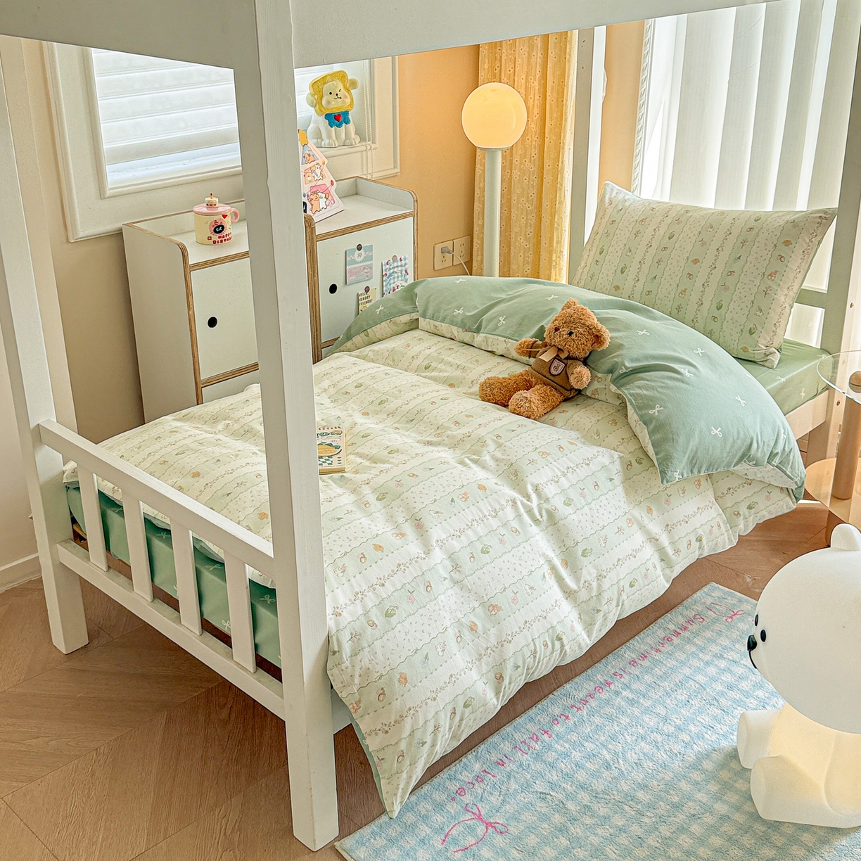 91家纺网 家纺一手货源 找家纺 （总）呗旺鹿  2025新款学生床全棉纯棉卡通小清新三件套四件套