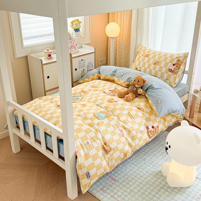 91家纺网 家纺一手货源 找家纺 （总）呗旺鹿  2025新款学生床全棉纯棉卡通小清新三件套四件套