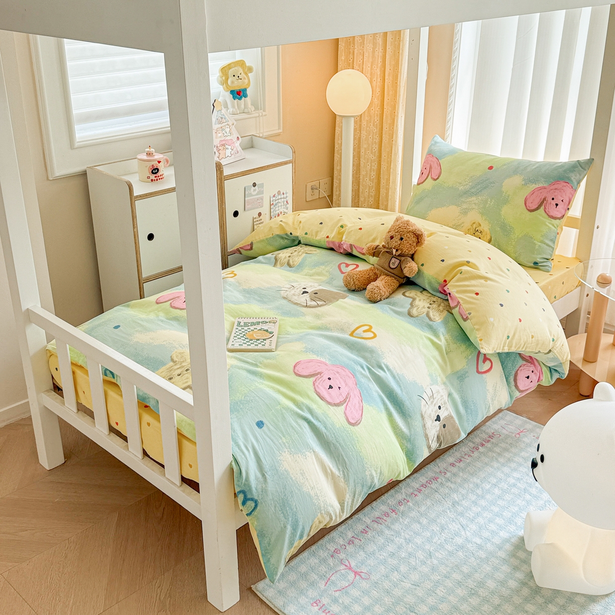 91家纺网 家纺一手货源 找家纺 （总）呗旺鹿  2025新款学生床全棉纯棉卡通小清新三件套四件套