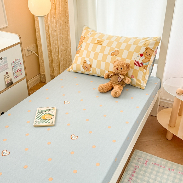 91家纺网 家纺一手货源 找家纺 （总）呗旺鹿  2025新款学生床全棉纯棉卡通小清新三件套四件套