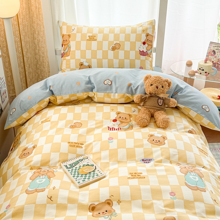 91家纺网 家纺一手货源 找家纺 （总）呗旺鹿  2025新款学生床全棉纯棉卡通小清新三件套四件套