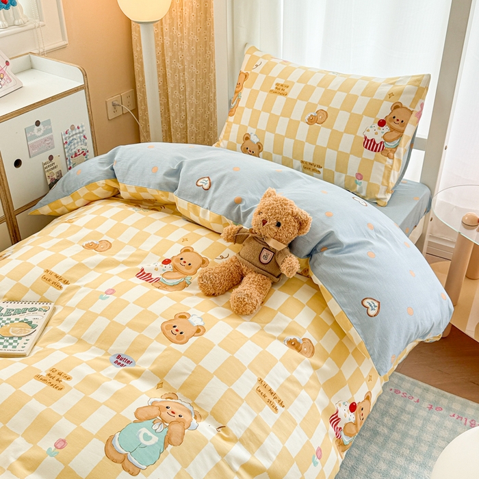 91家纺网 家纺一手货源 找家纺 （总）呗旺鹿  2025新款学生床全棉纯棉卡通小清新三件套四件套