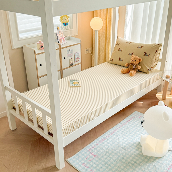 91家纺网 家纺一手货源 找家纺 呗旺鹿  2025新款学生床全棉纯棉卡通小清新三件套四件套 腊肠狗