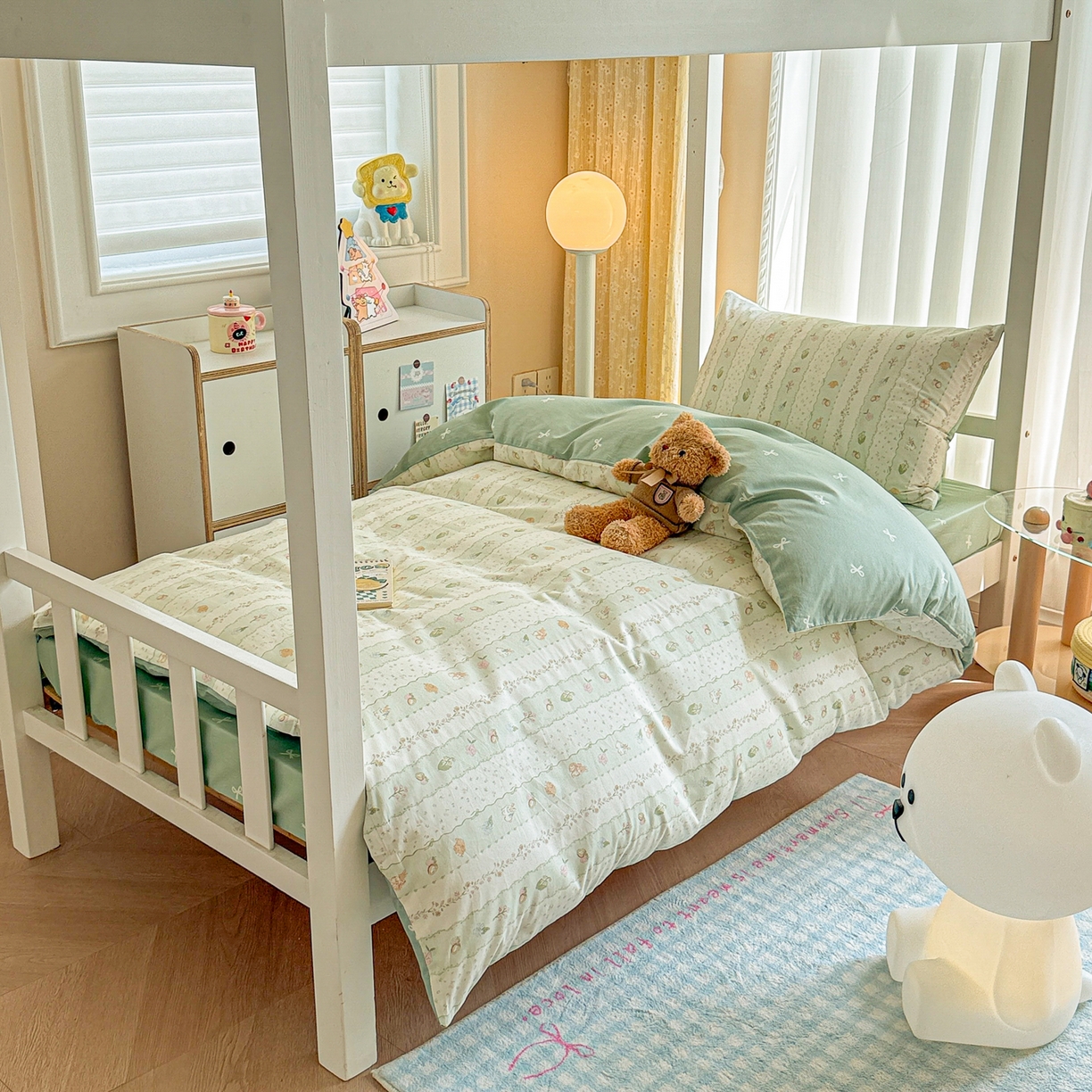 91家纺网 家纺一手货源 找家纺 呗旺鹿  2025新款学生床全棉纯棉卡通小清新三件套四件套 潘多拉