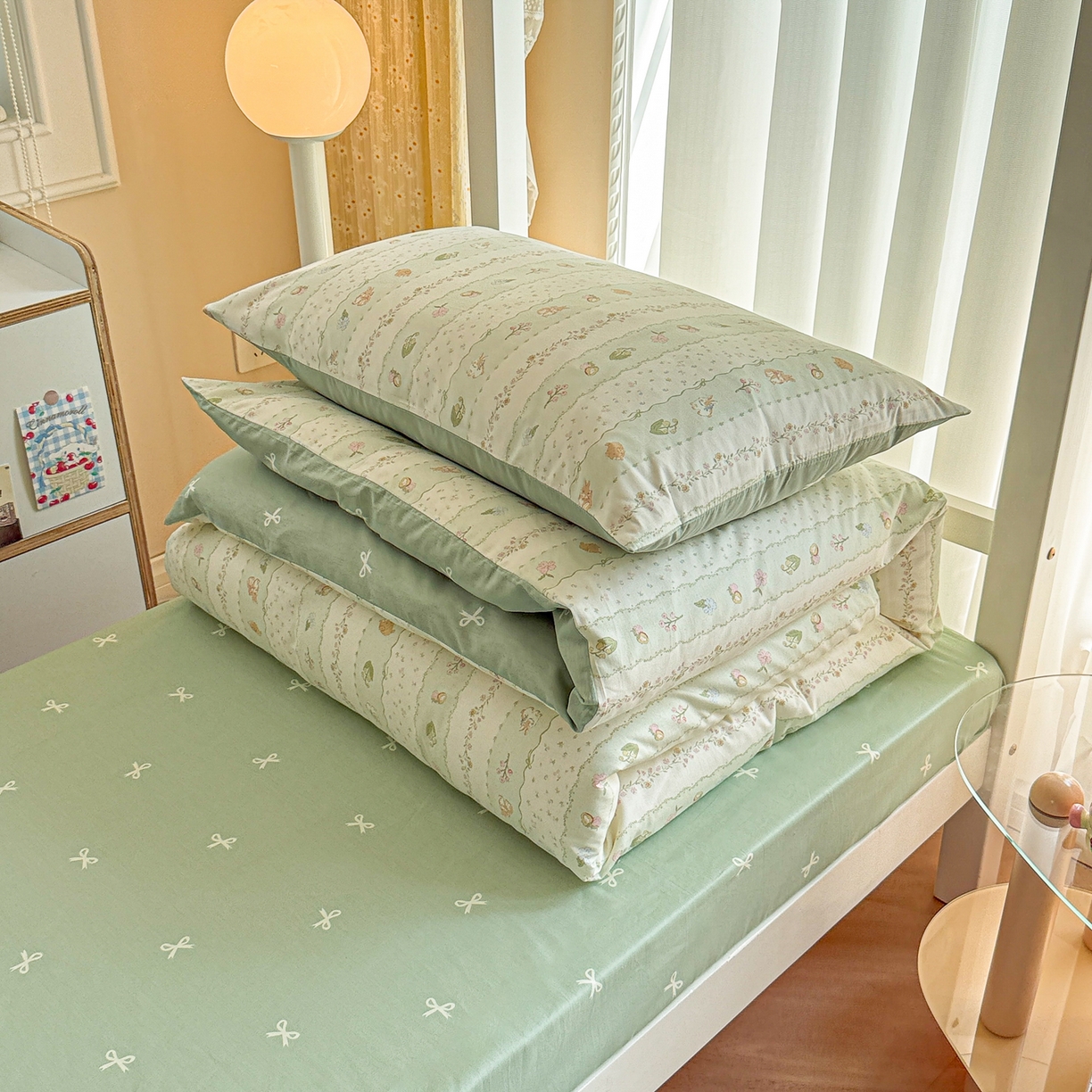 91家纺网 家纺一手货源 找家纺 呗旺鹿  2025新款学生床全棉纯棉卡通小清新三件套四件套 潘多拉