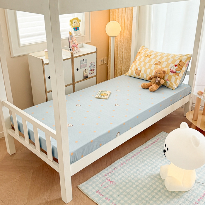 91家纺网 家纺一手货源 找家纺 呗旺鹿  2025新款学生床全棉纯棉卡通小清新三件套四件套 曲奇小熊