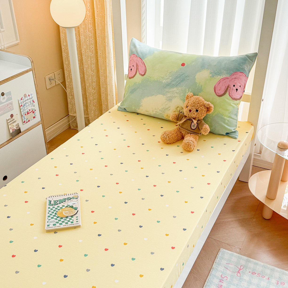 91家纺网 家纺一手货源 找家纺 呗旺鹿  2025新款学生床全棉纯棉卡通小清新三件套四件套 油画慕斯猫