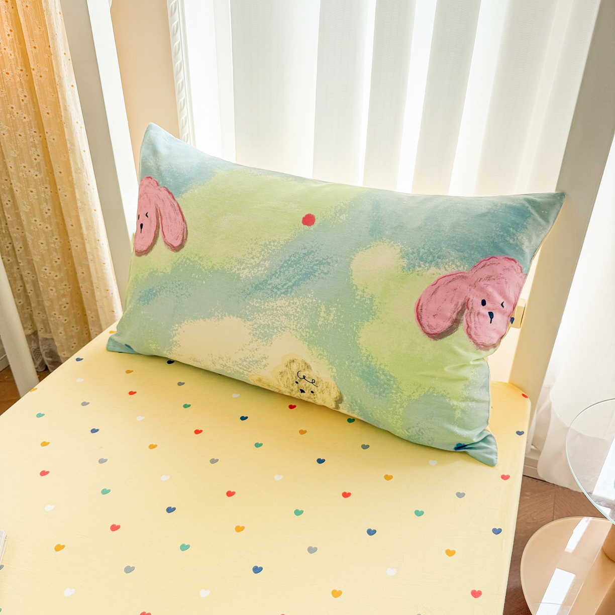 91家纺网 家纺一手货源 找家纺 呗旺鹿  2025新款学生床全棉纯棉卡通小清新三件套四件套 油画慕斯猫