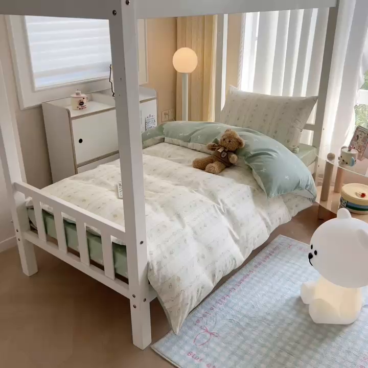 91家纺网 家纺一手货源 找家纺 呗旺鹿  2025新款学生床全棉纯棉卡通小清新三件套四件套 潘多拉