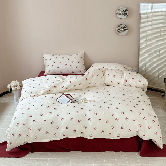 91家纺网 家纺一手货源 找家纺 （总）山舍2025新款皱皱双层纱四件套