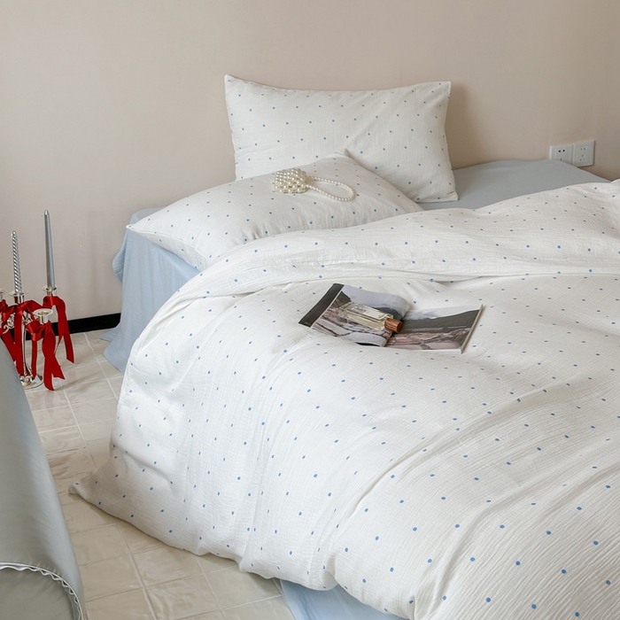 91家纺网 家纺一手货源 找家纺 （总）山舍2025新款皱皱双层纱四件套