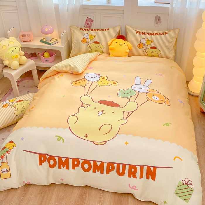 91家纺网 家纺一手货源 找家纺 博雅 2025春夏新款全棉纯棉三丽欧新款大板四件套 全棉大版（口袋枕）气球布丁狗