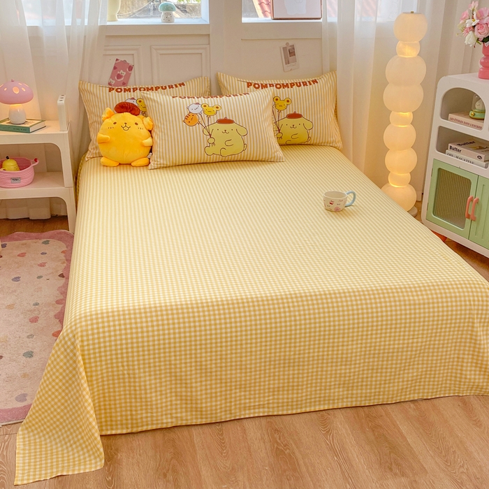 91家纺网 家纺一手货源 找家纺 博雅 2025春夏新款全棉纯棉三丽欧新款大板四件套 全棉大版（口袋枕）气球布丁狗