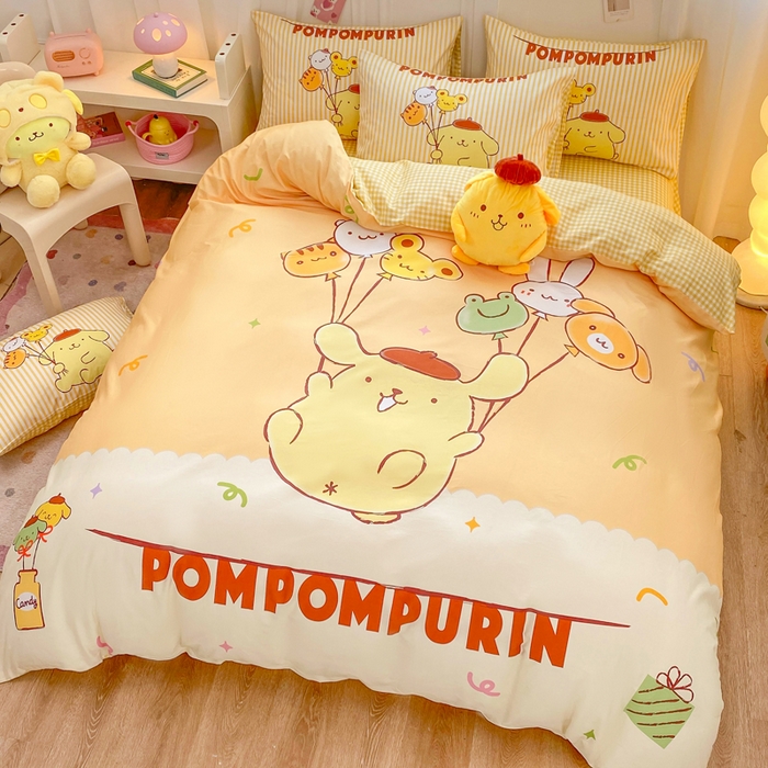 91家纺网 家纺一手货源 找家纺 博雅 2025春夏新款全棉纯棉三丽欧新款大板四件套 全棉大版（口袋枕）气球布丁狗