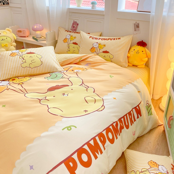 91家纺网 家纺一手货源 找家纺 博雅 2025春夏新款全棉纯棉三丽欧新款大板四件套 全棉大版（口袋枕）气球布丁狗