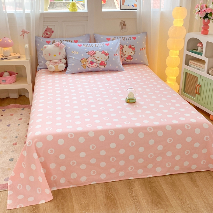 91家纺网 家纺一手货源 找家纺 博雅 2025春夏新款全棉纯棉三丽欧新款大板四件套 全棉大版（口袋枕）草莓糖果KT