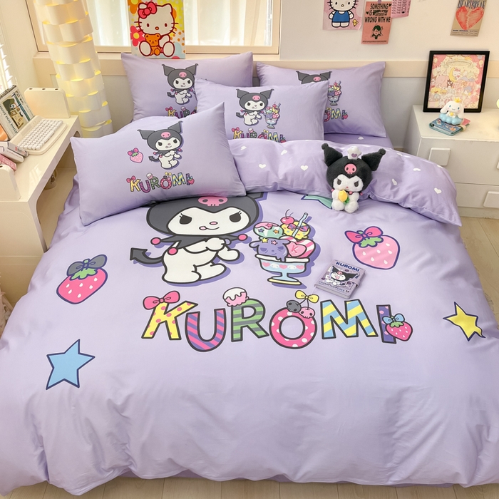 91家纺网 家纺一手货源 找家纺 博雅 2025春夏新款全棉纯棉三丽欧新款大板四件套 全棉大版（口袋枕）快乐库洛米