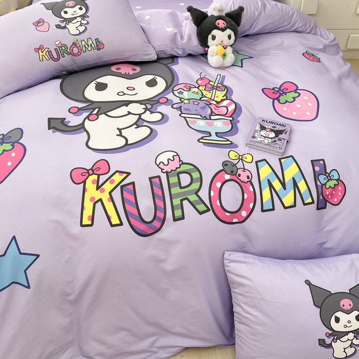 91家纺网 家纺一手货源 找家纺 博雅 2025春夏新款全棉纯棉三丽欧新款大板四件套 全棉大版（口袋枕）快乐库洛米