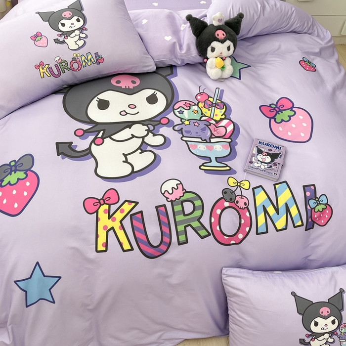 91家纺网 家纺一手货源 找家纺 博雅 2025春夏新款全棉纯棉三丽欧新款大板四件套 全棉大版（口袋枕）快乐库洛米