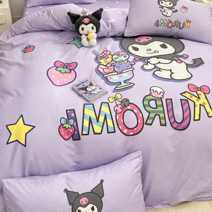 91家纺网 家纺一手货源 找家纺 博雅 2025春夏新款全棉纯棉三丽欧新款大板四件套 全棉大版（口袋枕）快乐库洛米