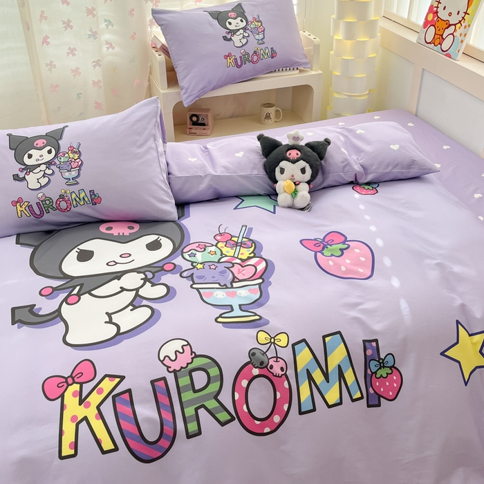 91家纺网 家纺一手货源 找家纺 博雅 2025春夏新款全棉纯棉三丽欧新款大板四件套 全棉大版（口袋枕）快乐库洛米