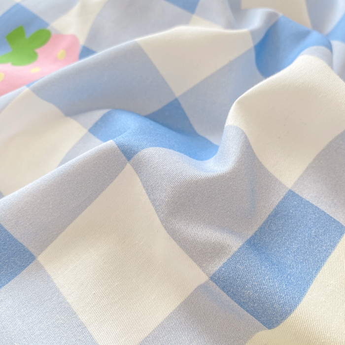 91家纺网 家纺一手货源 找家纺 博雅 2025春夏新款全棉纯棉三丽欧新款大板四件套 全棉大版（口袋枕）蓝格KT