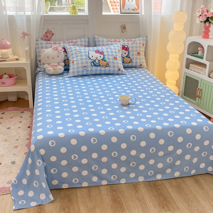 91家纺网 家纺一手货源 找家纺 博雅 2025春夏新款全棉纯棉三丽欧新款大板四件套 全棉大版（口袋枕）蓝格KT