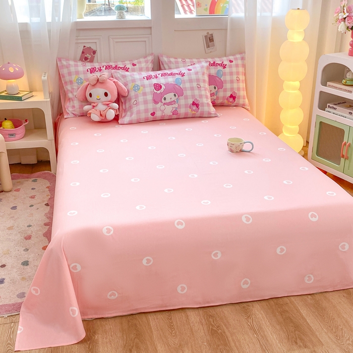 91家纺网 家纺一手货源 找家纺 博雅 2025春夏新款全棉纯棉三丽欧新款大板四件套 全棉大版（口袋枕）马卡龙美乐蒂