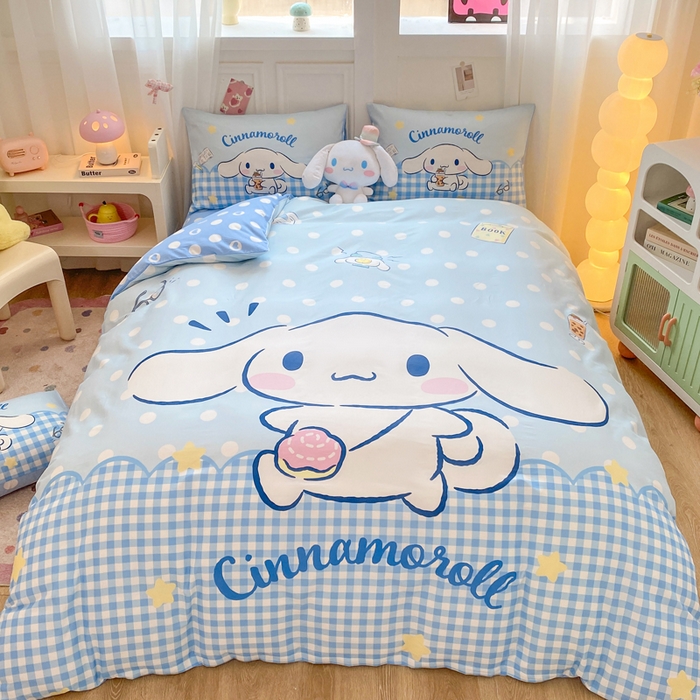 91家纺网 家纺一手货源 找家纺 博雅 2025春夏新款全棉纯棉三丽欧新款大板四件套 全棉大版（口袋枕）萌萌玉桂狗