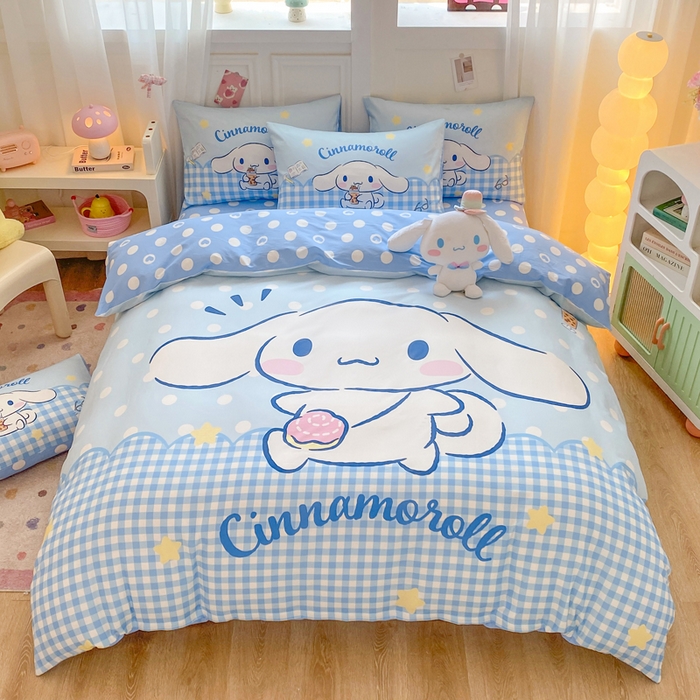 91家纺网 家纺一手货源 找家纺 博雅 2025春夏新款全棉纯棉三丽欧新款大板四件套 全棉大版（口袋枕）萌萌玉桂狗