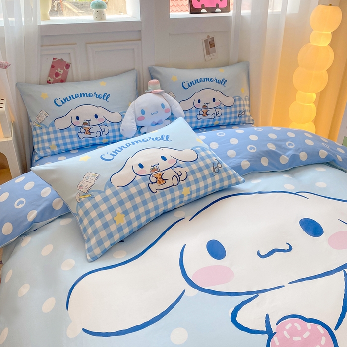 91家纺网 家纺一手货源 找家纺 博雅 2025春夏新款全棉纯棉三丽欧新款大板四件套 全棉大版（口袋枕）萌萌玉桂狗