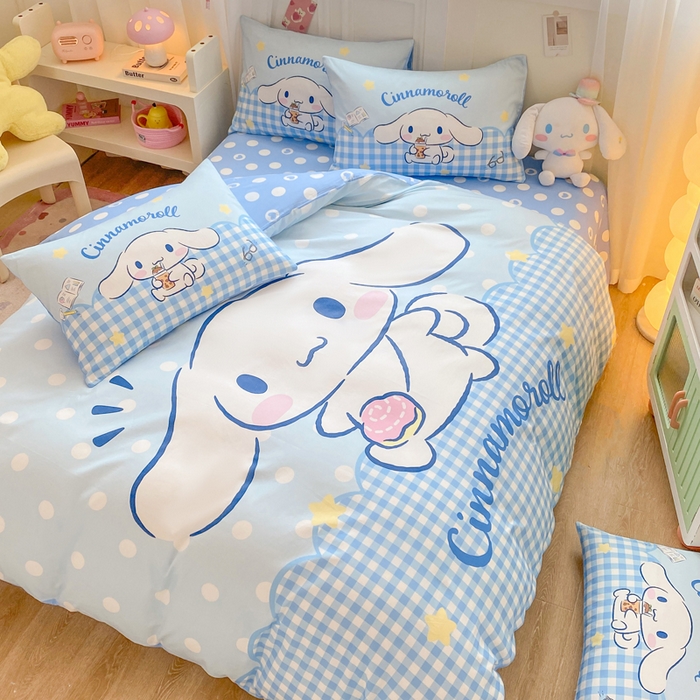 91家纺网 家纺一手货源 找家纺 博雅 2025春夏新款全棉纯棉三丽欧新款大板四件套 全棉大版（口袋枕）萌萌玉桂狗