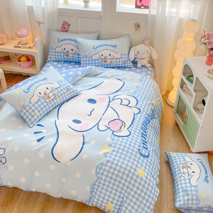 91家纺网 家纺一手货源 找家纺 博雅 2025春夏新款全棉纯棉三丽欧新款大板四件套 全棉大版（口袋枕）萌萌玉桂狗