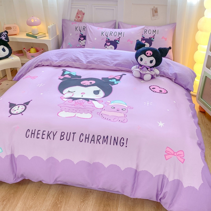 91家纺网 家纺一手货源 找家纺 博雅 2025春夏新款全棉纯棉三丽欧新款大板四件套 全棉大版（口袋枕）小恶魔库洛米