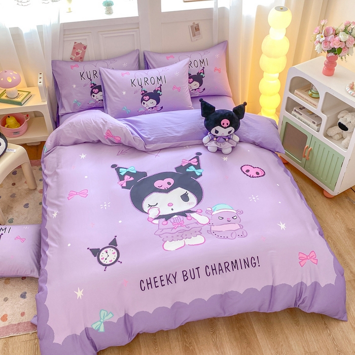 91家纺网 家纺一手货源 找家纺 博雅 2025春夏新款全棉纯棉三丽欧新款大板四件套 全棉大版（口袋枕）小恶魔库洛米