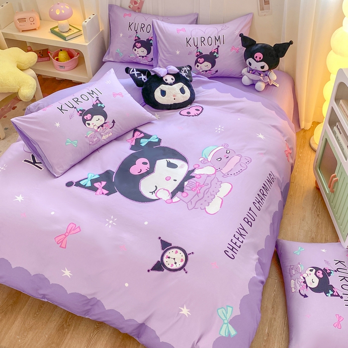 91家纺网 家纺一手货源 找家纺 博雅 2025春夏新款全棉纯棉三丽欧新款大板四件套 全棉大版（口袋枕）小恶魔库洛米