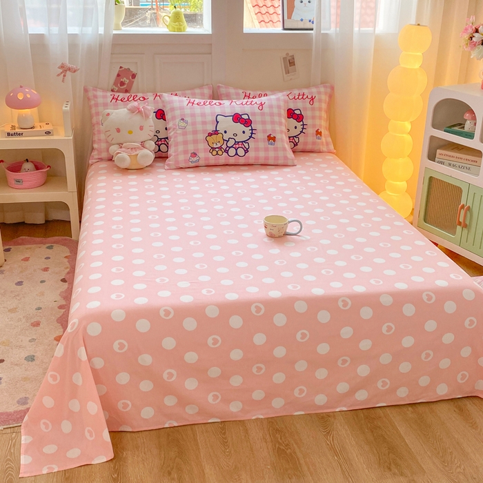 91家纺网 家纺一手货源 找家纺 博雅 2025春夏新款全棉纯棉三丽欧新款大板四件套 全棉大版（口袋枕）小熊饼干KT