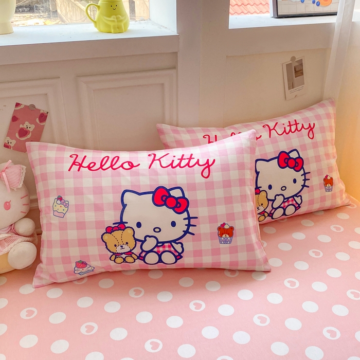 91家纺网 家纺一手货源 找家纺 博雅 2025春夏新款全棉纯棉三丽欧新款大板四件套 全棉大版（口袋枕）小熊饼干KT