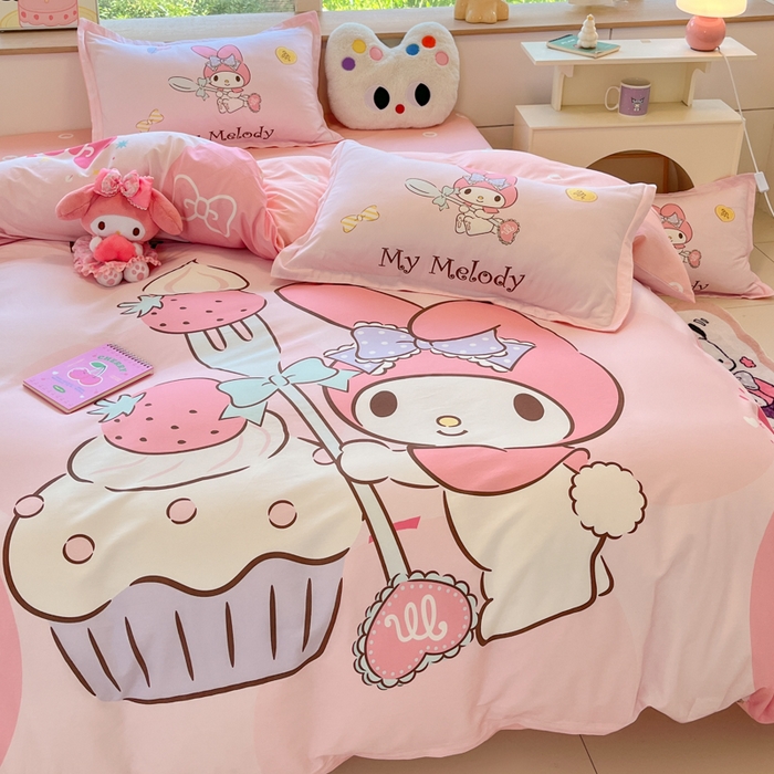 91家纺网 家纺一手货源 找家纺 博雅 2025春夏新款全棉纯棉三丽欧新款大板四件套 全棉大版（信封枕）蛋糕美乐蒂