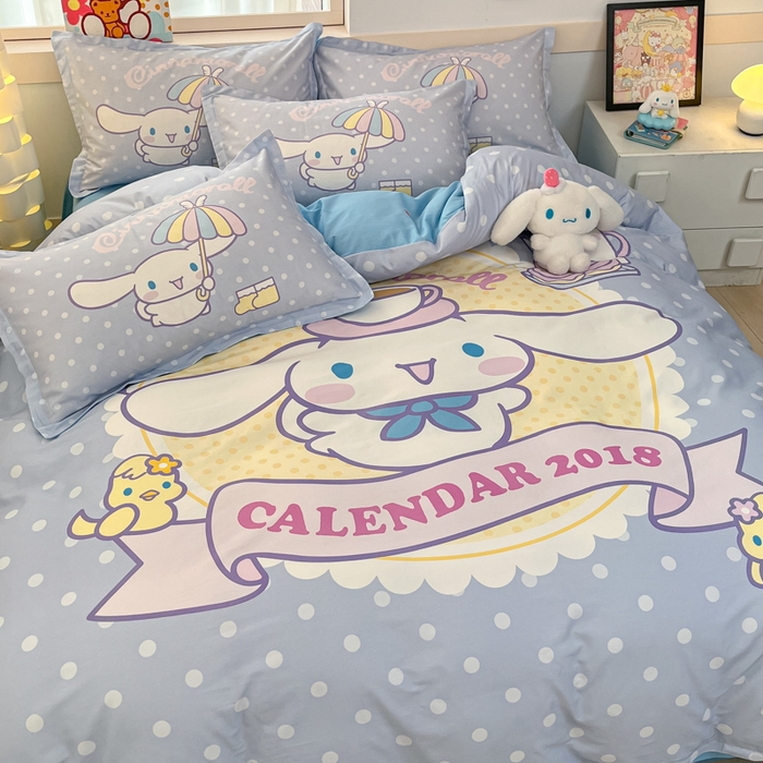 91家纺网 家纺一手货源 找家纺 博雅 2025春夏新款全棉纯棉三丽欧新款大板四件套 全棉大版（信封枕）欢乐大耳狗