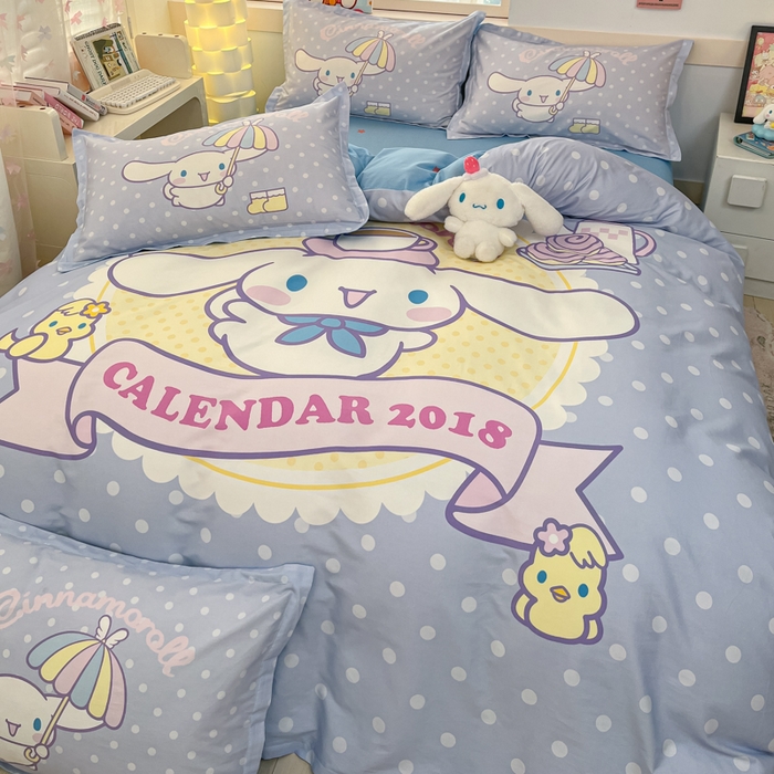 91家纺网 家纺一手货源 找家纺 博雅 2025春夏新款全棉纯棉三丽欧新款大板四件套 全棉大版（信封枕）欢乐大耳狗