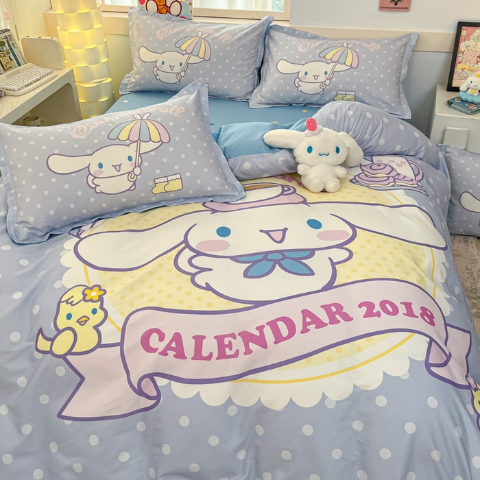 91家纺网 家纺一手货源 找家纺 博雅 2025春夏新款全棉纯棉三丽欧新款大板四件套 全棉大版（信封枕）欢乐大耳狗