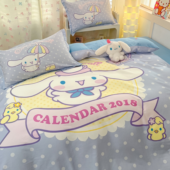 91家纺网 家纺一手货源 找家纺 博雅 2025春夏新款全棉纯棉三丽欧新款大板四件套 全棉大版（信封枕）欢乐大耳狗